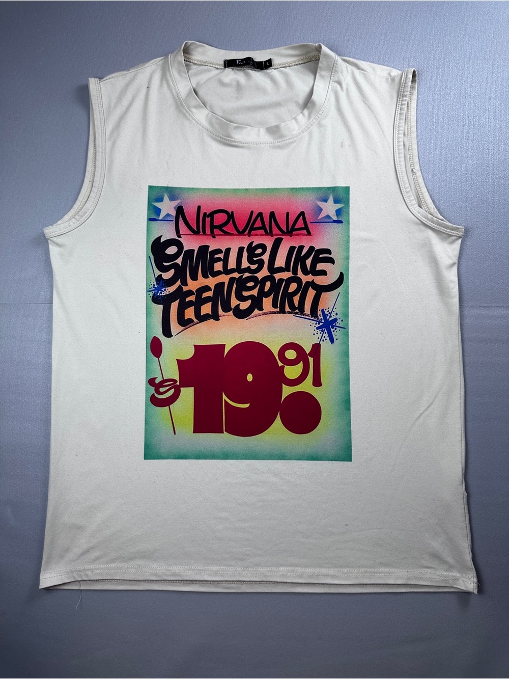 Nirvana Smells Like Teen Spirit 1991 Graphic Tank Top Women’s L Sleeveless